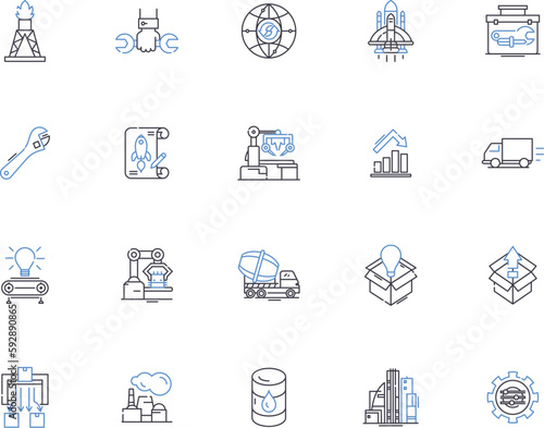 Import and export outline icons collection. import, export, customs, tariff, logistics, shipment, container vector and illustration concept set. cargo, freight, carrier linear signs