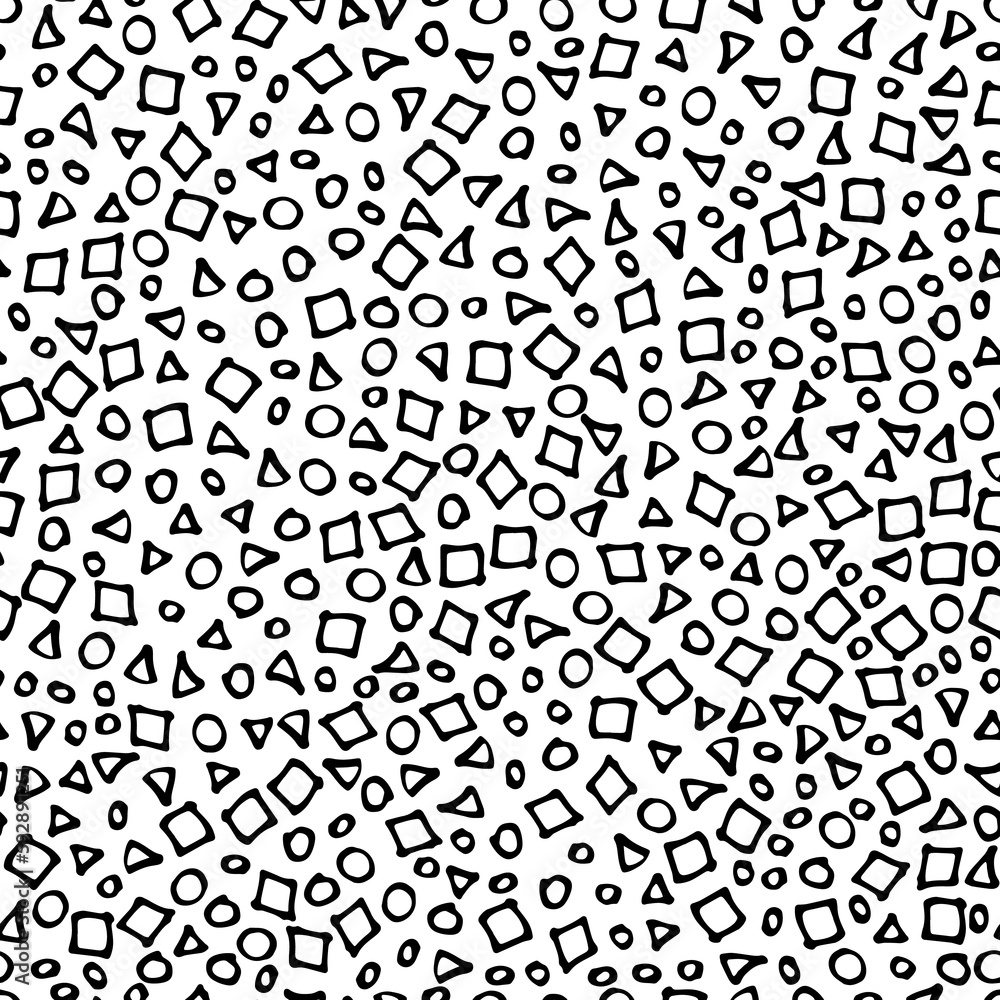 Hand drawn marker and ink seamless patterns-illustration. Sloppy Doodle circles dots triangles and squares in monochrome. Hand drawn marker and ink seamless patterns-illustration. Sloppy Doodle circles dots triangles and squares in monochrome.