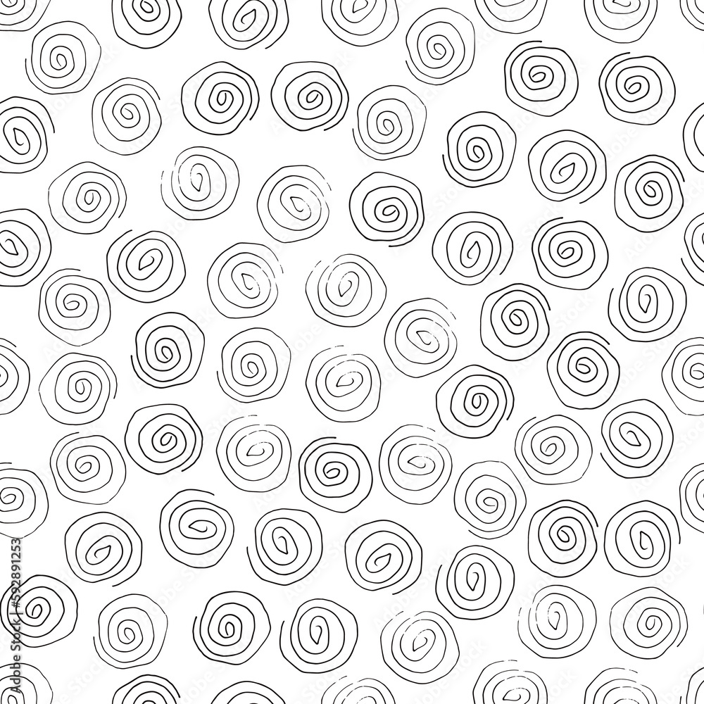 Hand drawn marker and ink seamless patterns- illustration. Sloppy Doodle circles spirals monochrome black Hand drawn marker and ink seamless patterns- illustration. Sloppy Doodle circles spirals monochrome black