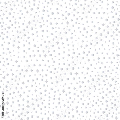 silver circles and stars - illustration. Brown background. Dots and silver stars seamless pattern. EPS 10