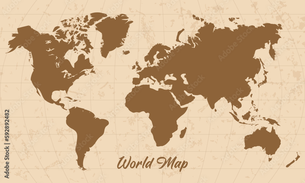 Vintage world map old colored. vintage style. Vector illustration
