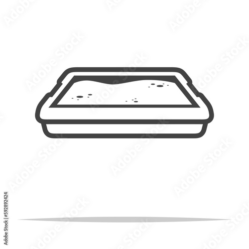 Cat litter box outline icon vector isolated
