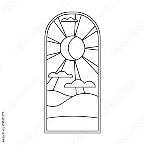 Glass vector outline icon. Vector illustration glass window on white background. Isolated outline illustration icon of window church.