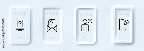 Questions icons set. Vector Set of Linear Icons Related to problematic issue, uncertainty and confusion.