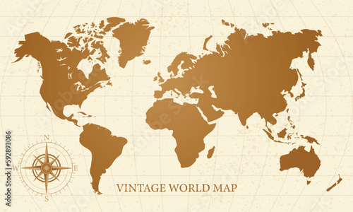 Fototapeta Naklejka Na Ścianę i Meble -  Vintage world map. Old map of the world on background. Vintage style
