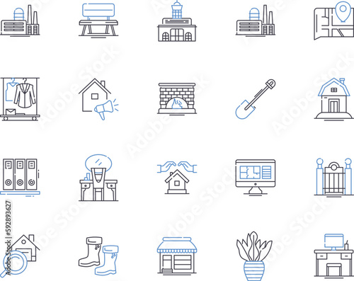 Architecture design outline icons collection. Design, Architecture, Structure, Building, Drafting, Plans, Style vector and illustration concept set. Development, CAD, Blueprint linear signs