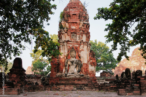 Buddha statue in Wat Mahathat temple  Ayutthaya  Thailand.