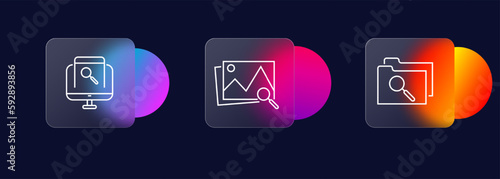 Search icons set. Document, photo, file, magnifier. Search concept