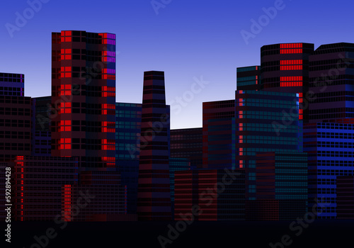 Night city. Skyscrapers wit...