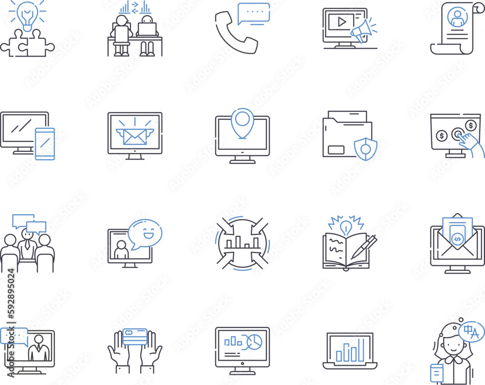 Working business outline icons collection. Operations, Entrepreneur, Strategy, Organization, Processes, Team, Profits vector and illustration concept set. Planning, Structure, Clients linear signs Working business outline icons collection. Operations, Entrepreneur, Strategy, Organization, Processes, Team, Profits vector and illustration concept set. Planning, Structure, Clients linear signs