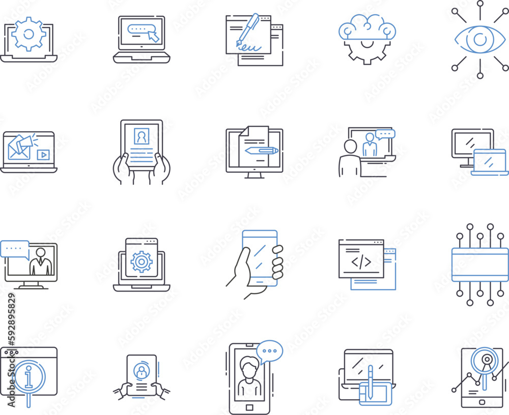 Gadjets and software outline icons collection. Gadgets, Software, Electronics, Technology, Computers, Phones, Tablets vector and illustration concept set. Cameras, Apps, Laptops linear signs Gadjets and software outline icons collection. Gadgets, Software, Electronics, Technology, Computers, Phones, Tablets vector and illustration concept set. Cameras, Apps, Laptops linear signs
