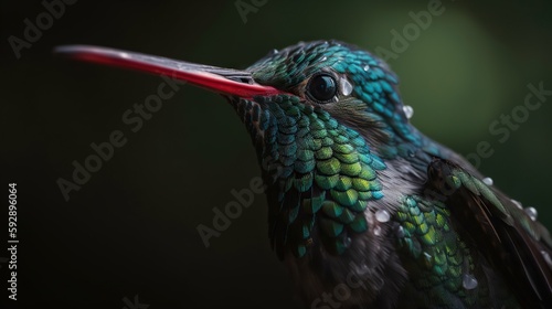 Broad-Billed Hummingbird close up. Generative AI