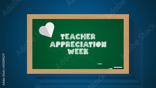 Teacher Appreciation Week in the United States. Celebrated annually in May. School board concept Poster, banner design vector illustration.