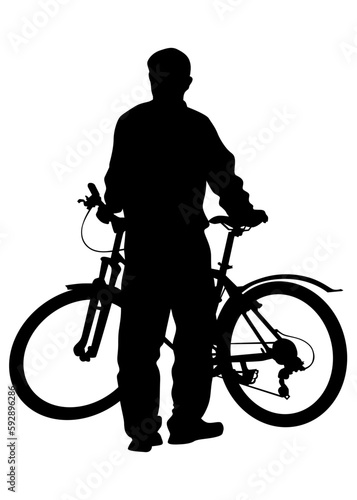 Sport people whit bike on white background
