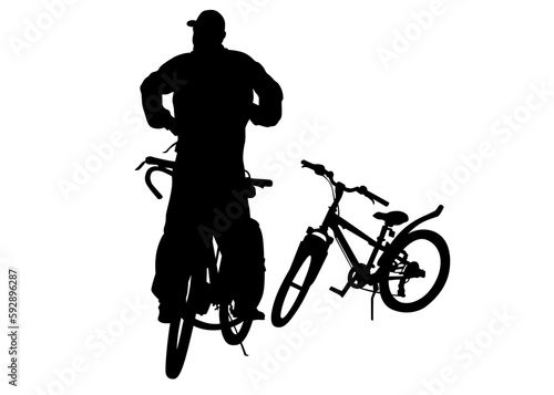 Sport people whit bike on white background