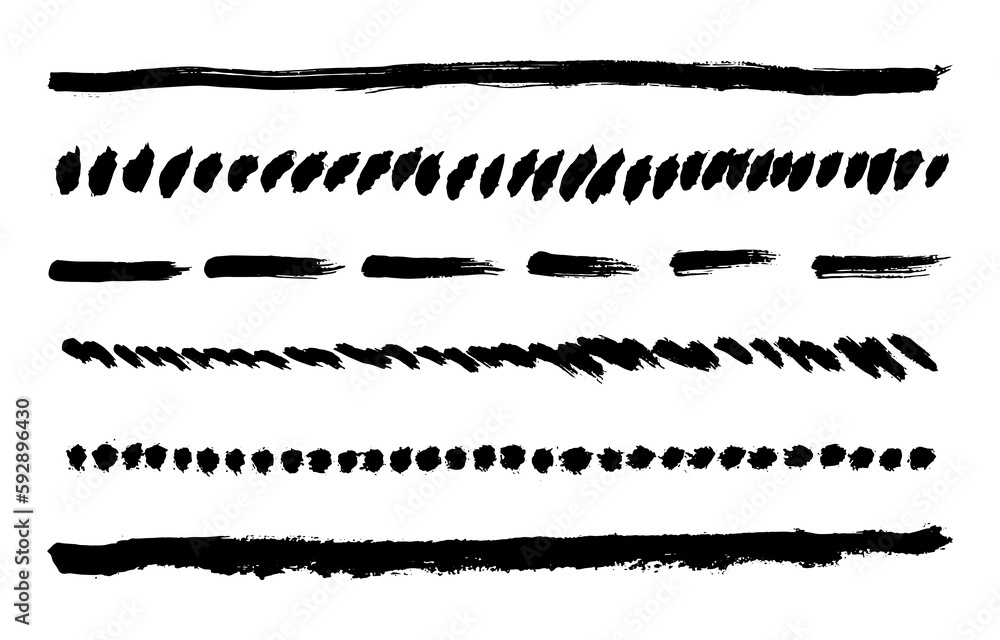 Obraz premium Lines texture. Black ink grunge paint brush strokes. Painted ink stripes, design elements. illustration