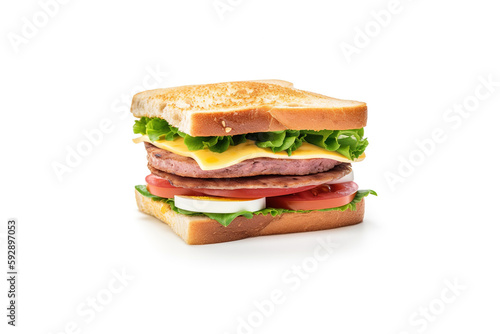 Delicious sandwich isolated on white background. Created with Generative AI Technology