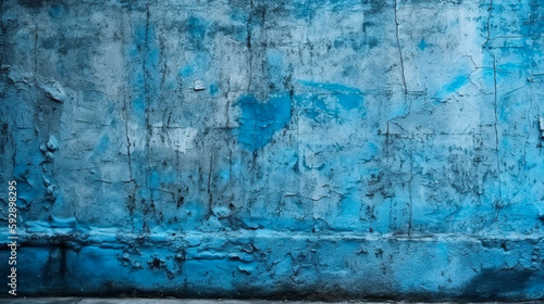 Texture of old blue concrete wall for background. Generative AI