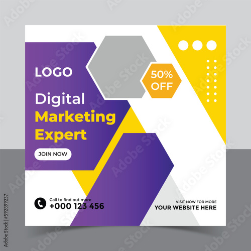 Digital marketing agency business promotion and instagram post template, Social Media Post and Banner and web banner design template
