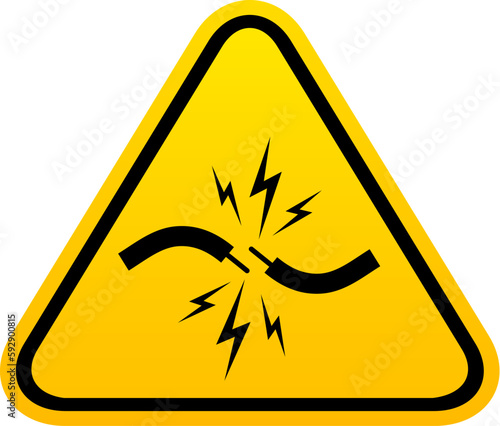 Short circuit icon, electric shock hazard sign