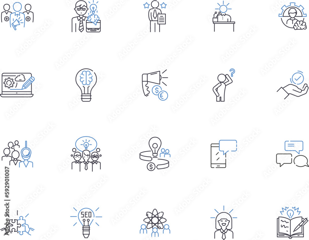 Solution outline icons collection. AnswerResolution, Answer, Remedy, Fix, Cure, Agreement, Explanation vector and illustration concept set. Key, Answer, Proposal linear signs