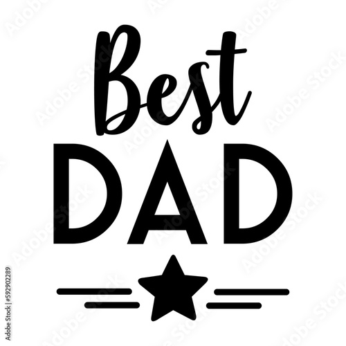 Día del Padre. Logo con letras palabra best dad en texto manuscrito con silueta de estrella con líneas