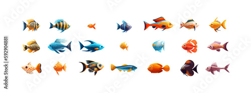 Fish icon set. Vector desing. © Tamara
