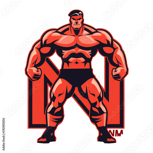 muscle, gym, alphabet, A, B, C, D, F, G, H, J, K, L, M, N, P, Q, R, S, T, V, X, Z, comic, character, retro, football, worker, hero, player, strong, people, muscular, business, generative ai