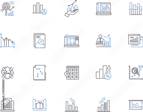 Charts and diagrams outline icons collection. Charts, Diagrams, Graphs, Maps, Plots, Figures, Tables vector and illustration concept set. Flowcharts, Cartograms, Line linear signs