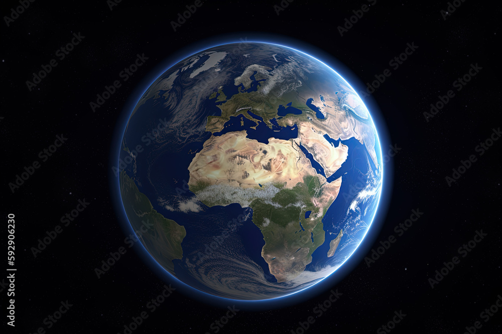 Fototapeta premium Realistic earth planet in space. Created with Generative AI Technology