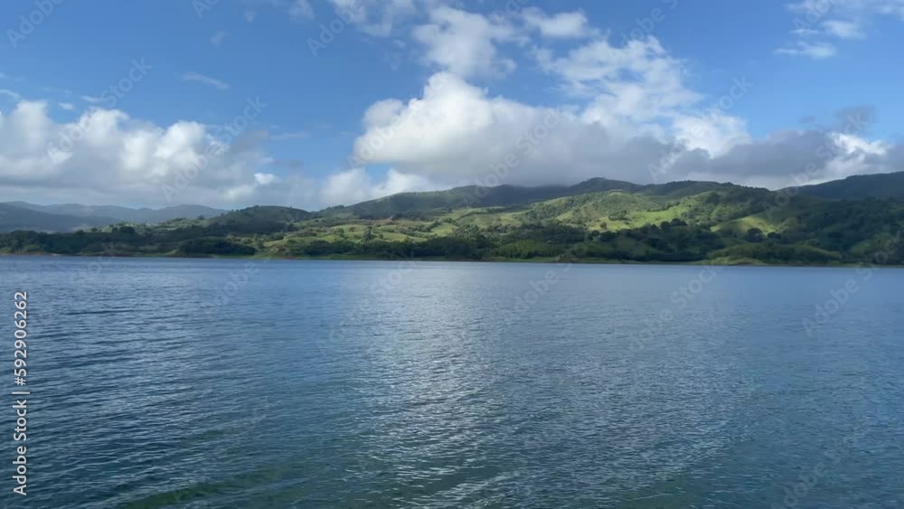 Panoramic View Of Lake Arenal .Lake Arenal is a lake which is situated in the northern highlands of Costa Rica. It is currently the largest lake in Costa Rica at 85-square-kilometre. Panoramic View Of Lake Arenal .Lake Arenal is a lake which is situated in the northern highlands of Costa Rica. It is currently the largest lake in Costa Rica at 85-square-kilometre.