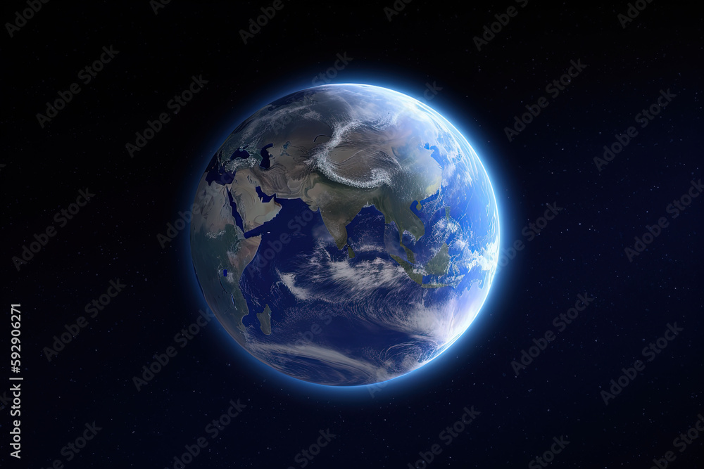 Realistic earth planet in space. Created with Generative AI Technology