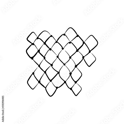 Vector outlined fishnet isolated on white background. Hand drawn illustration