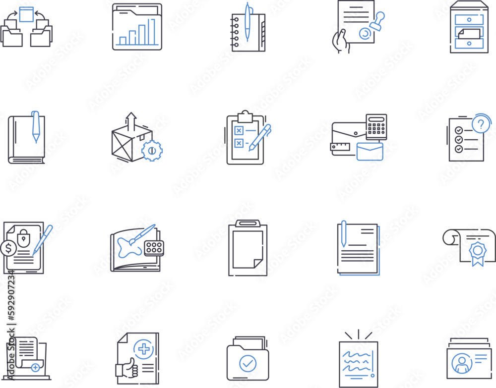 Email marketing outline icons collection. Email, Marketing, Campaigns, Messages, Automation, Lists, Opt-in vector and illustration concept set. Leads, Newsletter, Reach linear signs