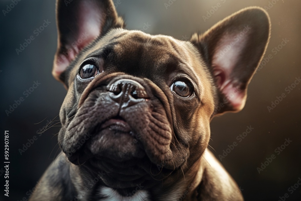 Close-up Portrait of a Cute and Happy French Bulldog.AI