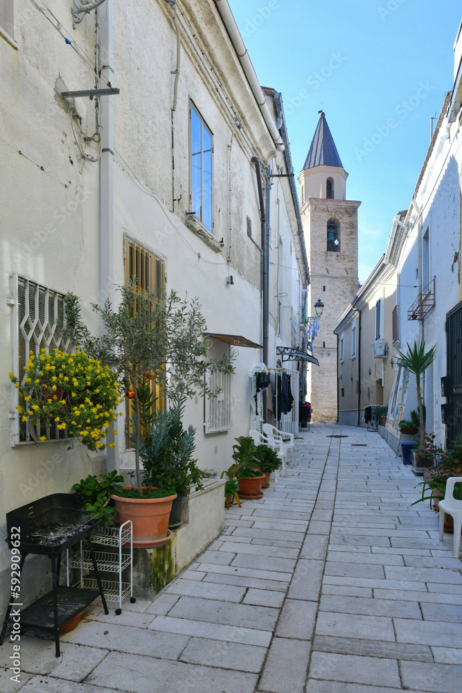 A narrow street of Campomarino, a painted village of Molise in Italy.