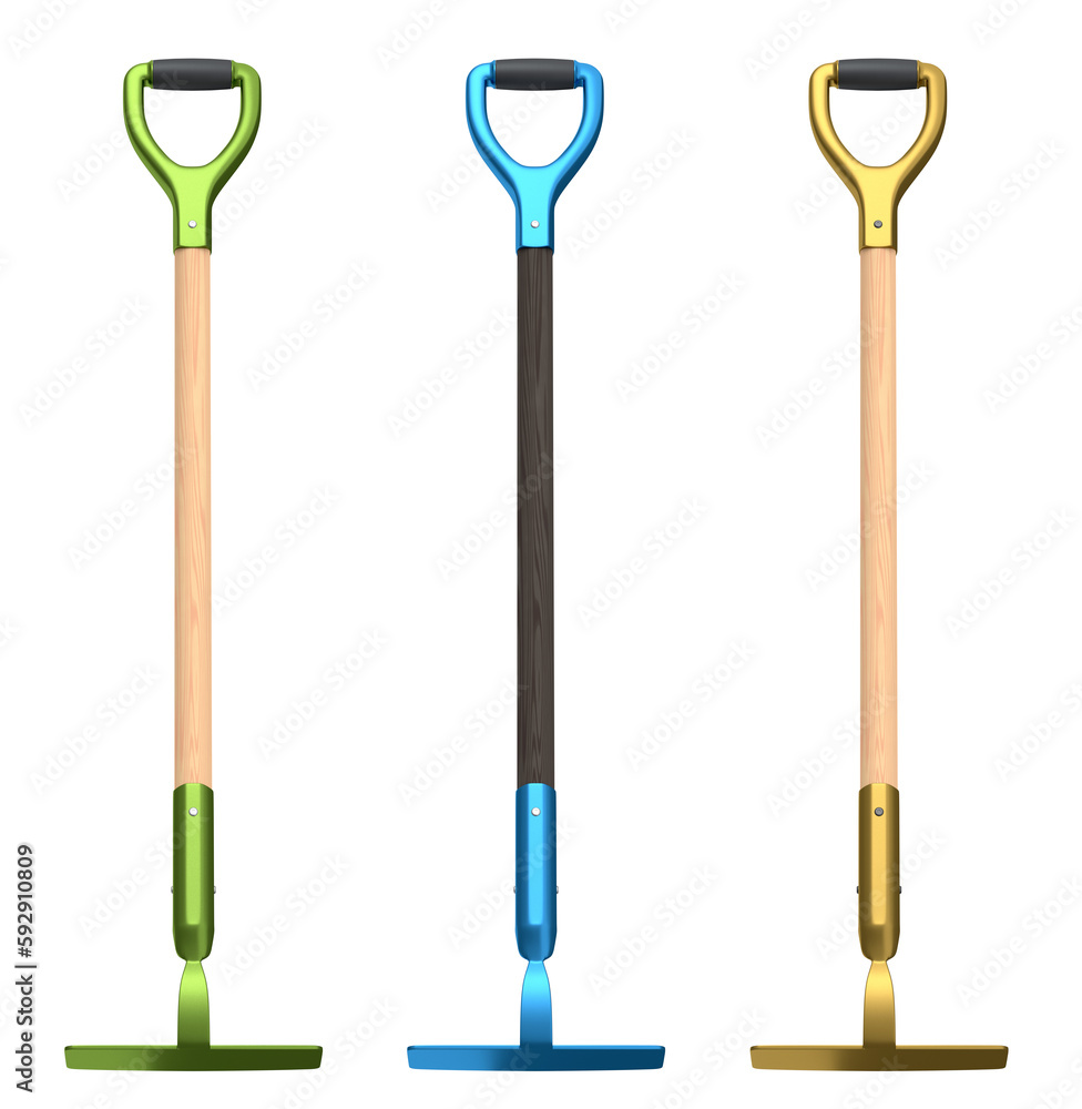 Set of garden tools and supplies for gardener and flower pots in garden Set of garden tools and supplies for gardener and flower pots in garden