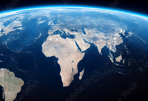 Planet Earth from space, with visible country borders 3D illustration