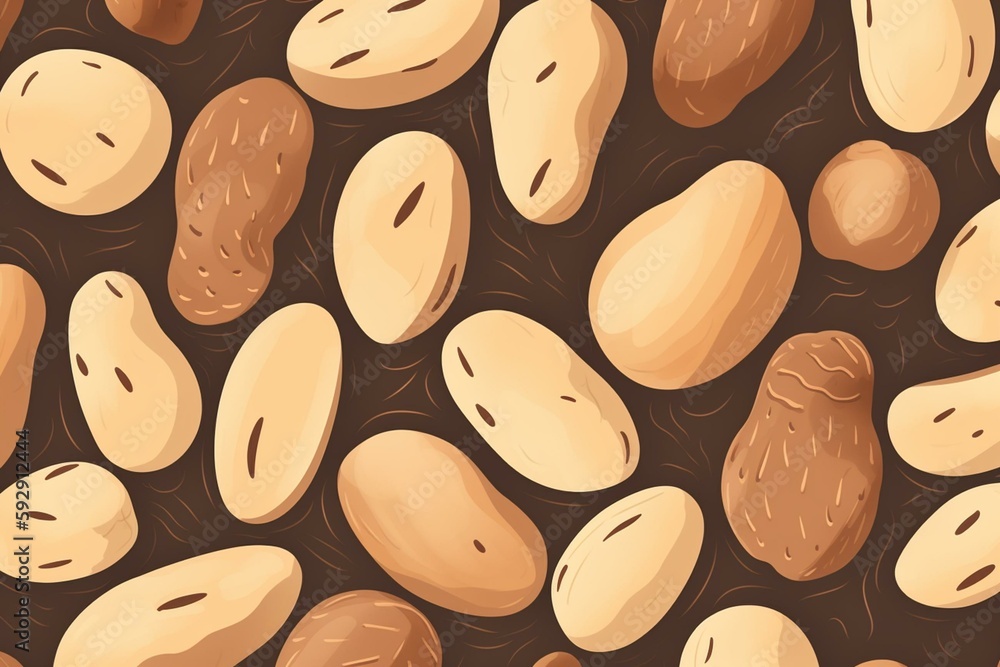 Potatoes pattern seamless flat illustration on beige background. Generative AI Potatoes pattern seamless flat illustration on beige background. Generative AI