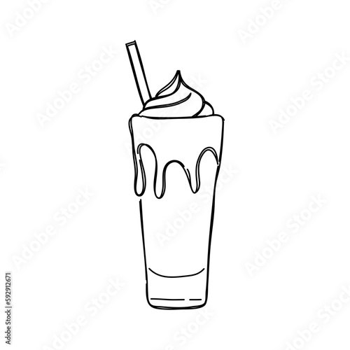 Milk shake sketch style vector illustration.