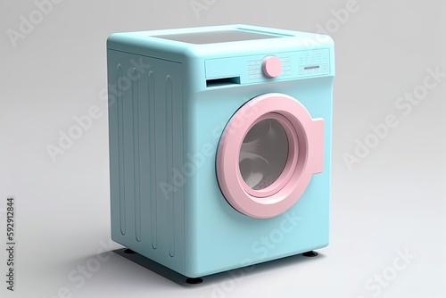 Colorful washing machine 3d render on isolated background