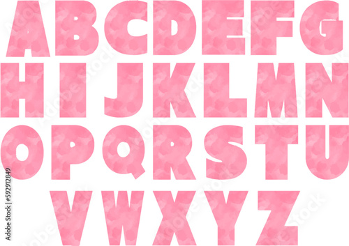 Pink Watercolor Cartoon English Alphabet, Letter A-Z for Kids and Education
