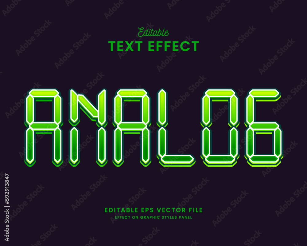 decorative editable digital clock text effect vector design Stock