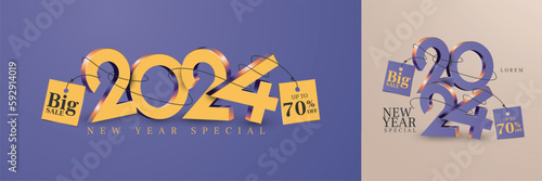 Big sale special new year 2024 banner. 2024 new year sale