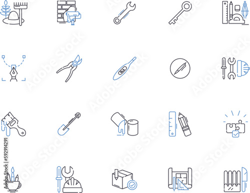 Materials outline icons collection. Fabrics, Plastics, Metals, Textiles, Ceramics, Wood, Concrete vector and illustration concept set. Leather, Glass, Paper linear signs