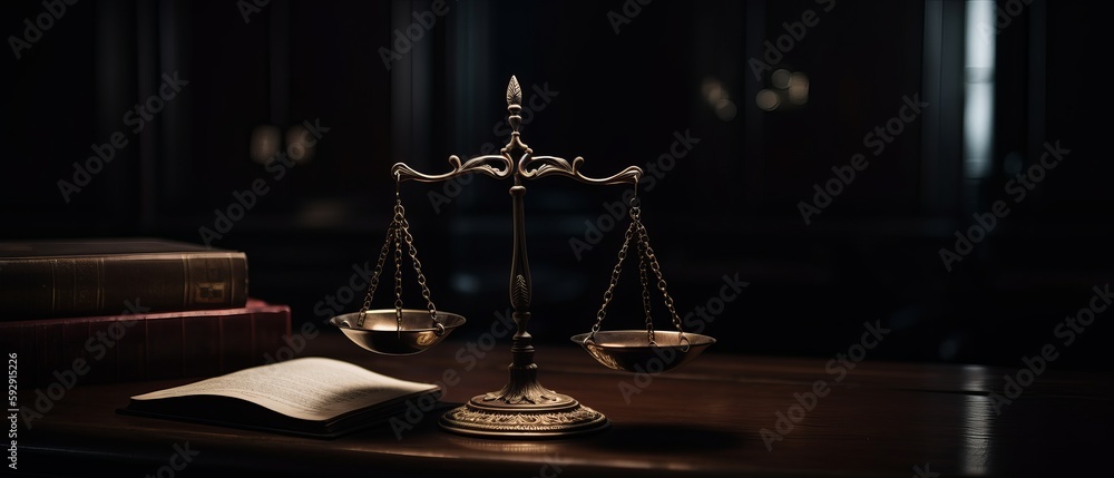 Scales of justice, ancient scales. Generative AI