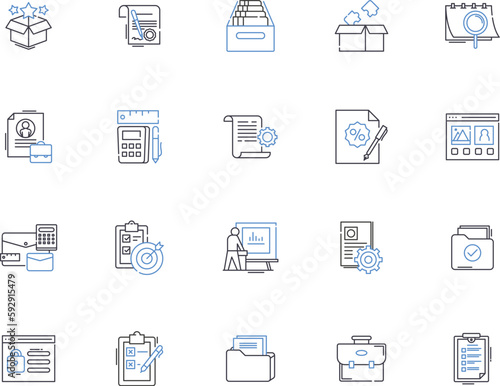Planning outline icons collection. Scheme, Arrangement, Program, Design, Outline, Map, Map out vector and illustration concept set. Method, Intend, Agenda linear signs