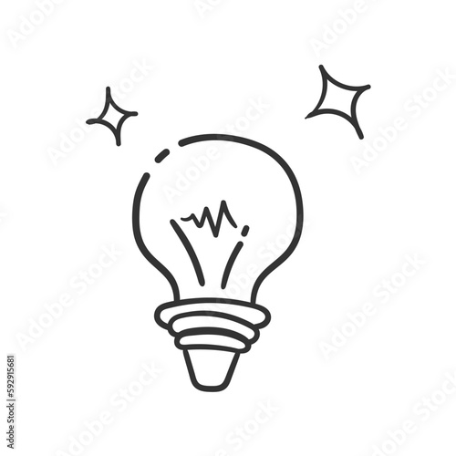 Hand drawn bulb vector icon. Idea flat sign design. Bulb lamp symbol pictogram. Bulb icon. UX UI icon. Linear icon