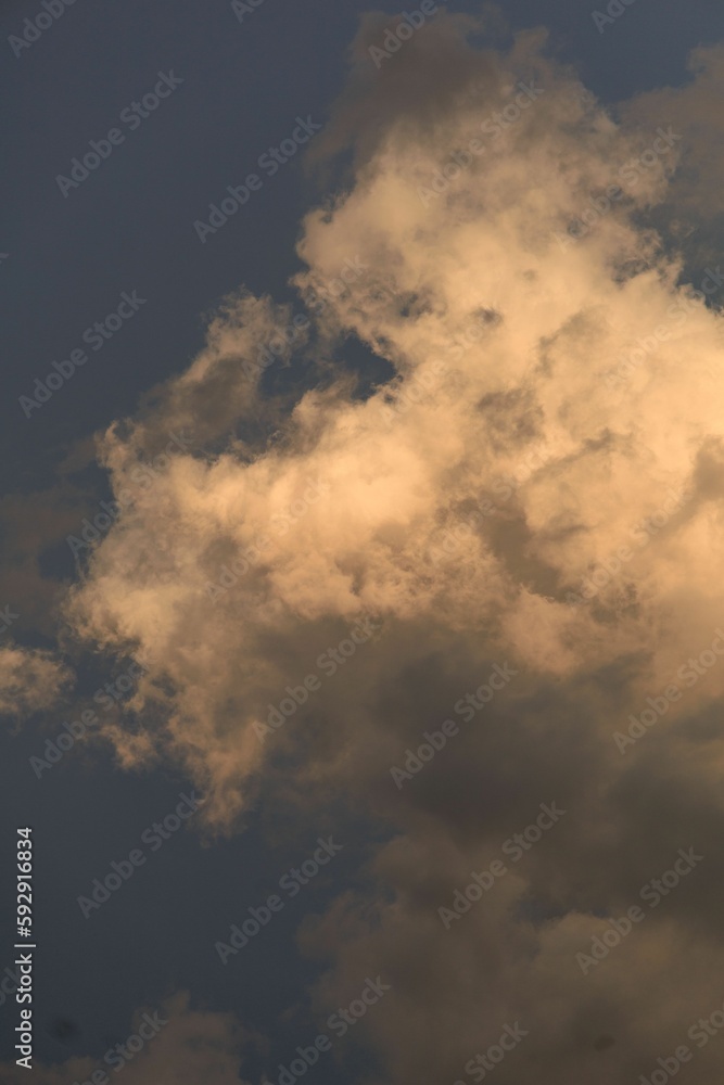Vertical shot of the big clouds in the golden sunset sky for a wallpaper or a background Vertical shot of the big clouds in the golden sunset sky for a wallpaper or a background