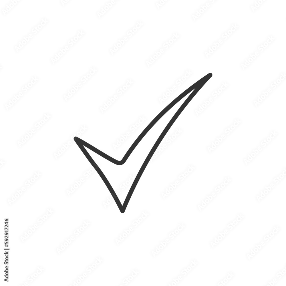 Hand drawn checkmark vector icon. Hand drawn tasks list check-mark done flat sign. Document checkmark symbol pictogram. UX UI icon. Linear icon Hand drawn checkmark vector icon. Hand drawn tasks list check-mark done flat sign. Document checkmark symbol pictogram. UX UI icon. Linear icon